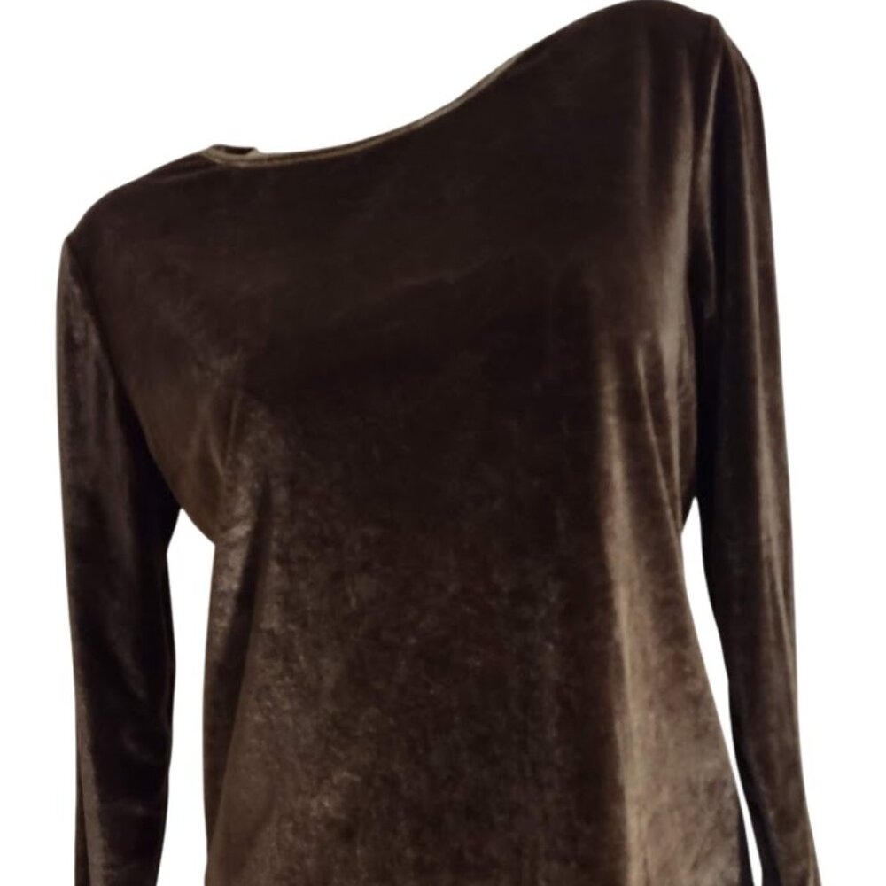 LIKE NEW WOMEN BEAUTIFUL BROWN QUALITY VELVET TOP SZ S